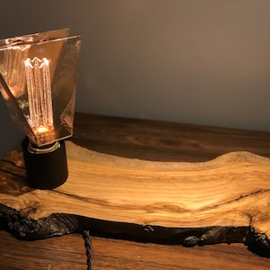 Olive Wood Live Edge Desk Lamp