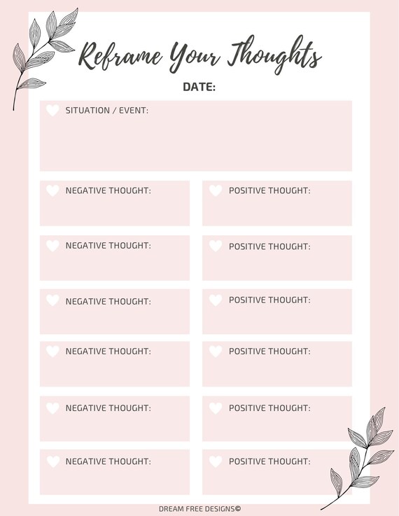 Reframe Your Thoughts Worksheet Printable Journal Page Habit - Etsy reframe-your-thoughts-worksheet-printable-journal-page-habit-etsy
