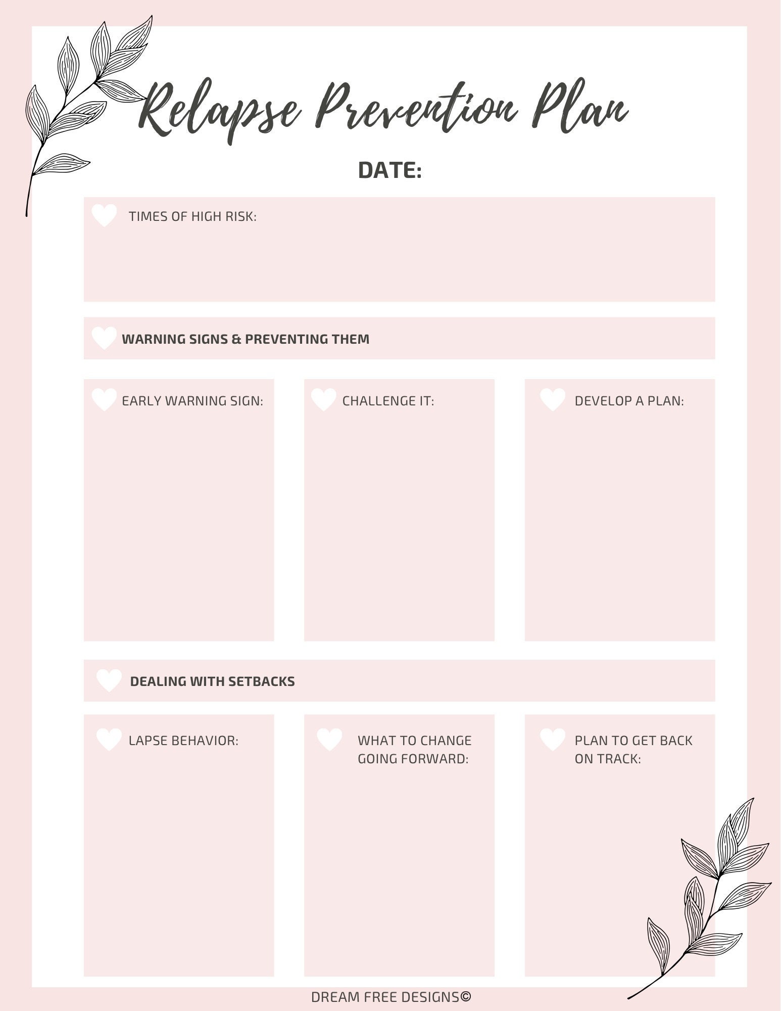 Relapse Prevention Plan Worksheets Relapse Prevention Plan Worksheets