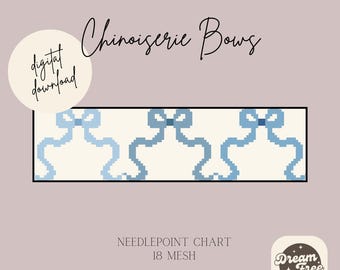 Chinoiserie strikt borduurpatroon - 18 mesh, beginnersvriendelijk voor borduren of kruissteken Digitaal in kaart gebracht patroon