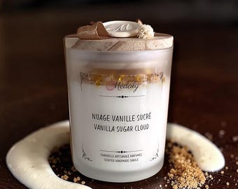 Chandelle luxueuse vegan "Nuage vanille sucré" | Bougie à la cire de coco abricot | Bougie parfumée végétalienne | Cadeau d'anniversaire