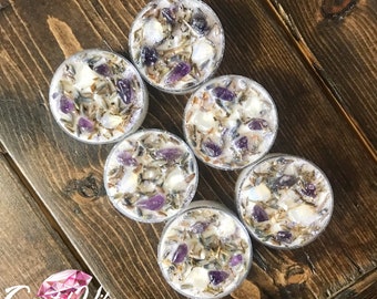 "Relaxation" mini soy wax candles | Candle with dried flowers crystals essential oils | Gift | Meditation