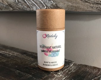 Natural and vegan solid deodorant ''Blueberry & hibiscus'' | Deodorant without baking soda and aluminum | Zero waste