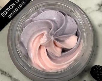 Beurre corporel d'été vegan ''Mûre & magnolia'' | Crème hydratante corps | Beurre de karité et beurre de cacao, provitamine B5