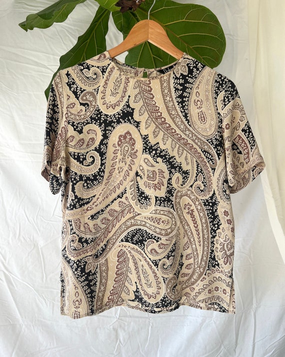 100% Silk Vintage Paisley Printed Top