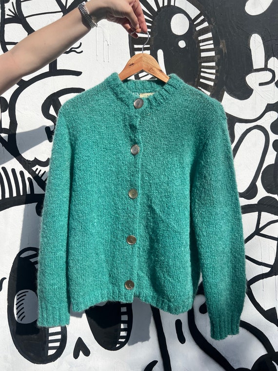 60s Cyan Cardigan Sweater by “Smartwear fashion”