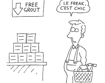 Free Grout signed A4 cartoon print (by Robin Flavell and Kent Tayler)