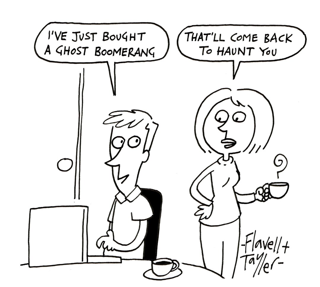 Ghost Boomerang Signed Cartoon Print by Flavell and Tayler - Etsy