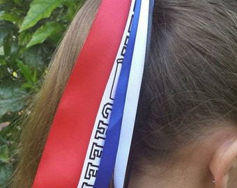 Team/School Colors Ribbon Streamer Ponytail Holder, Choose Your Favorite Sport & Colors