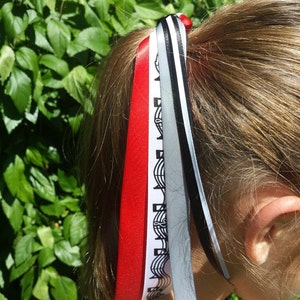 Custom Team/School Colors Ribbon Streamer Ponytail Holder - Handmade Satin & Grosgrain, Choose Your Sport & Colors
