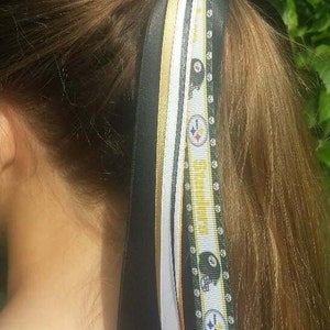 Team Colors Ribbon Ponytail Holder Made with Pittsburgh Steelers Grosgrain Ribbon