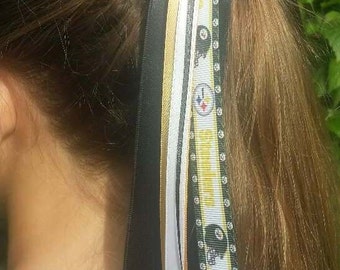 Team Colors Ribbon Ponytail Holder Made with Pittsburgh Steelers Grosgrain Ribbon