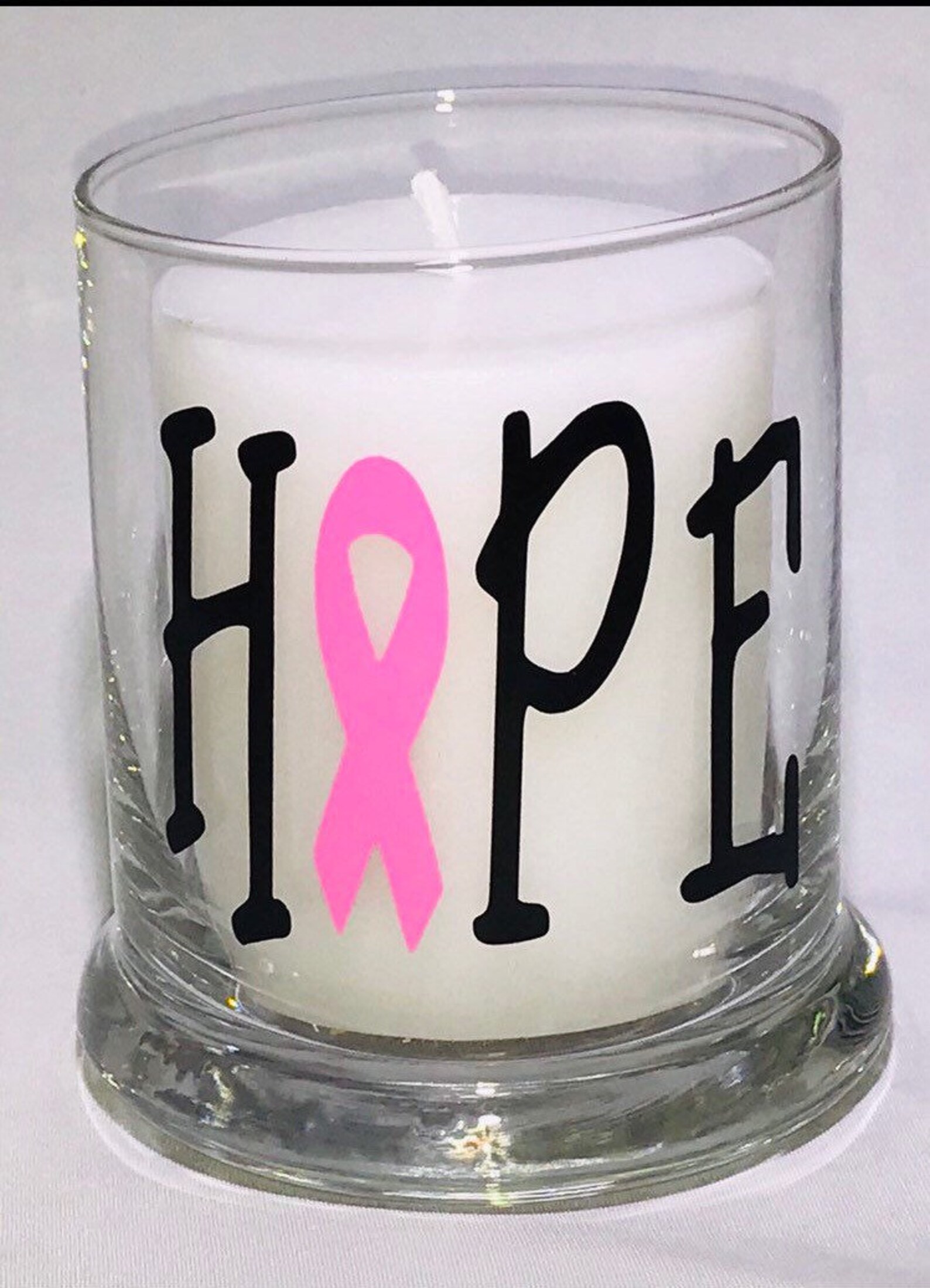 Hope Candle and Candle Holder Breast Cancer Awareness Etsy