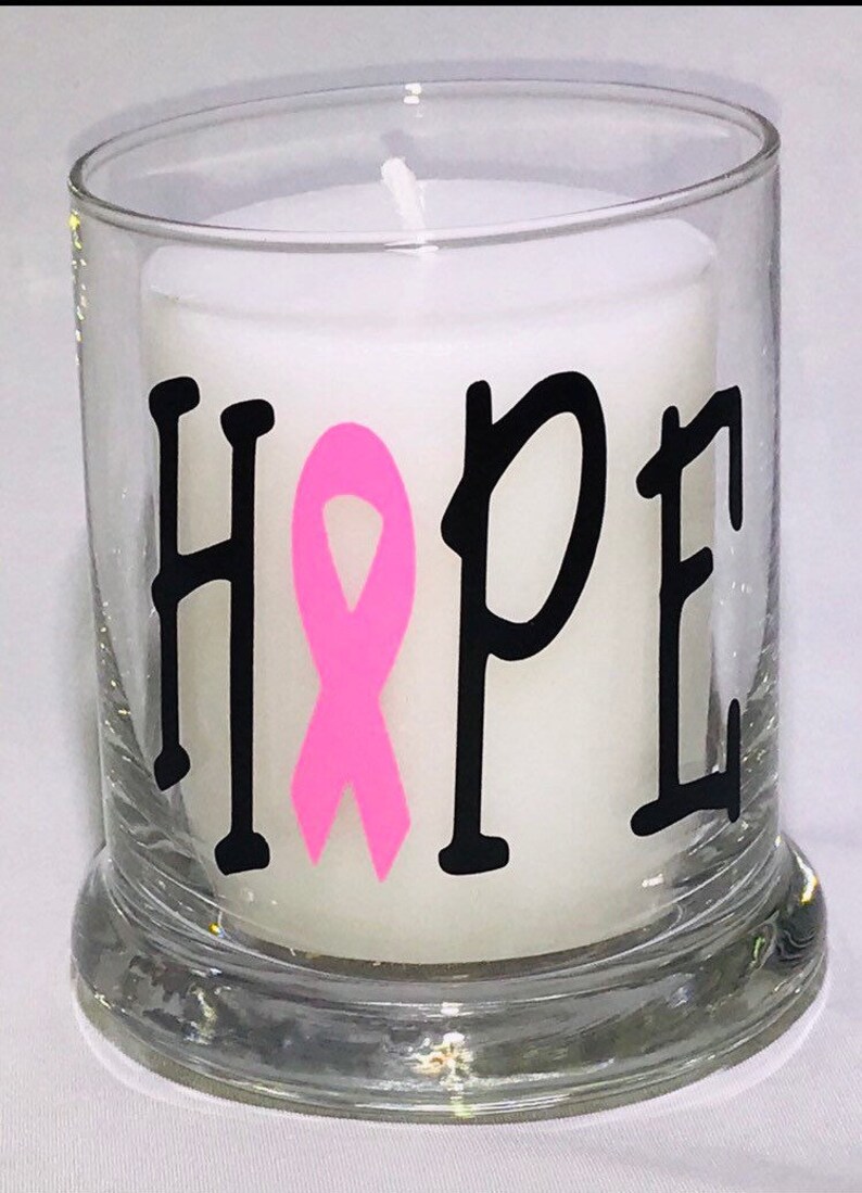 Hope Candle and Candle Holder Breast Cancer Awareness Etsy