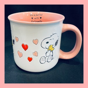 SNOOPY and WOODSTOCK Valentines Day Mug | Best Friends | Life is Better with Friends |