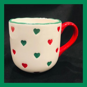 Polka Dot Santa Coffee Mug Large 20 oz Embossed Christmas Holiday Hand  Painted