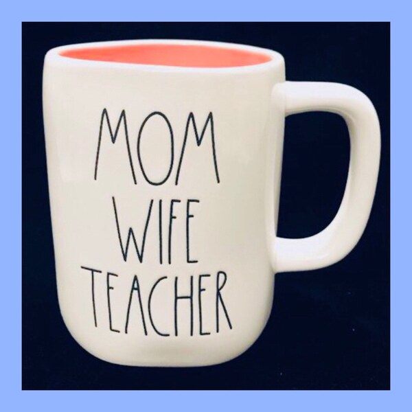 MOM WIFE TEACHER Coffee Mug | Rae Dunn Coffee Mugs | Magenta| Mom Wife Teacher