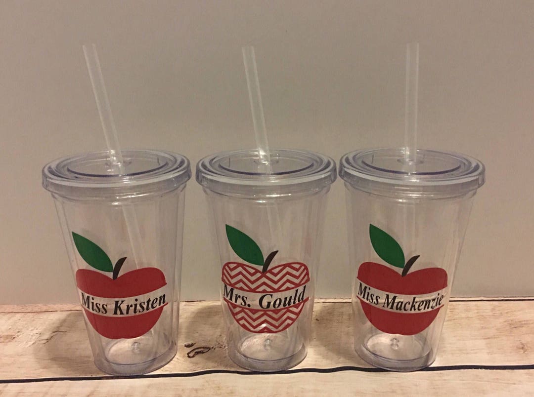 Personalized Teacher Cup, Teacher Valentines Gift, Apple Teacher Cup