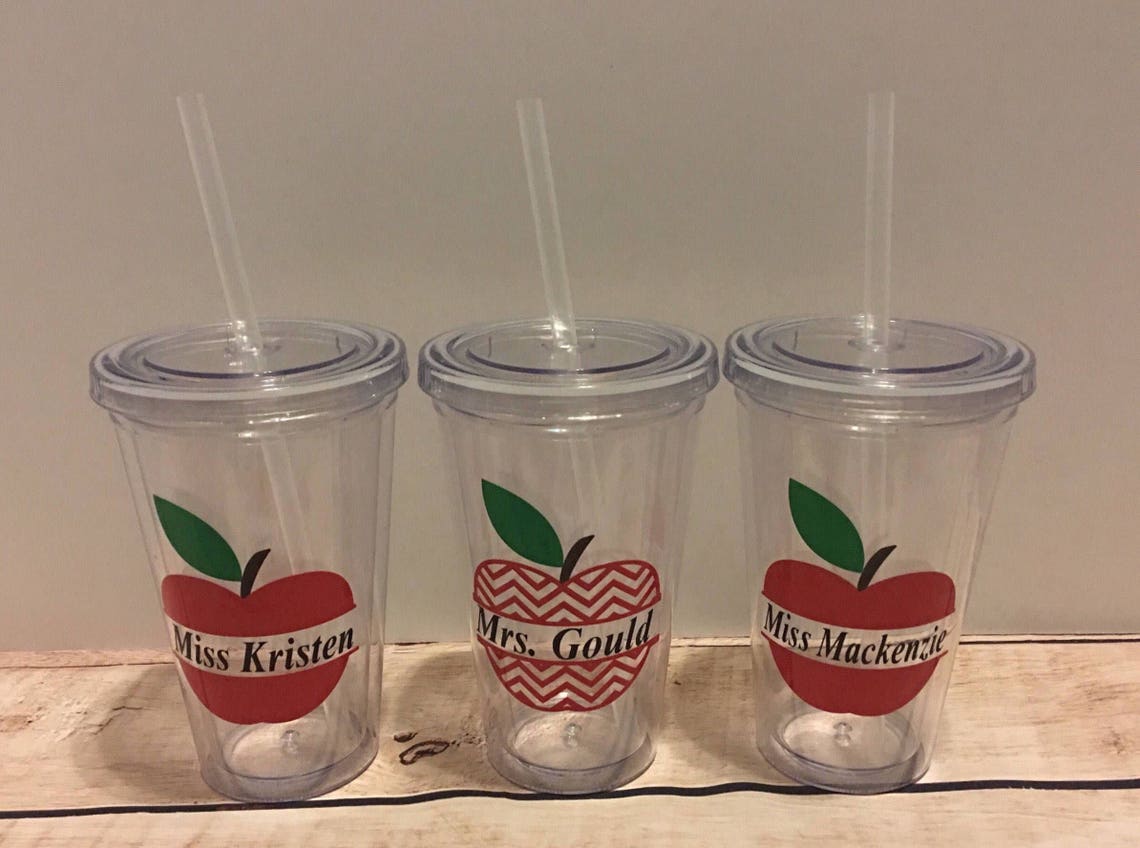 Personalized Teacher Cup Teacher Valentines Gift Apple Etsy