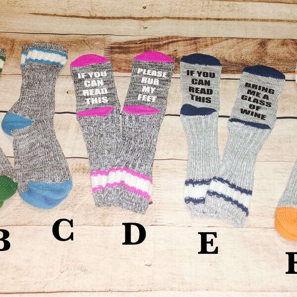 Ladies If you can read this Bring Me Wine socks, Valentine Gift for Her, Novelty, personalized socks, Christmas sock exchange, yankee