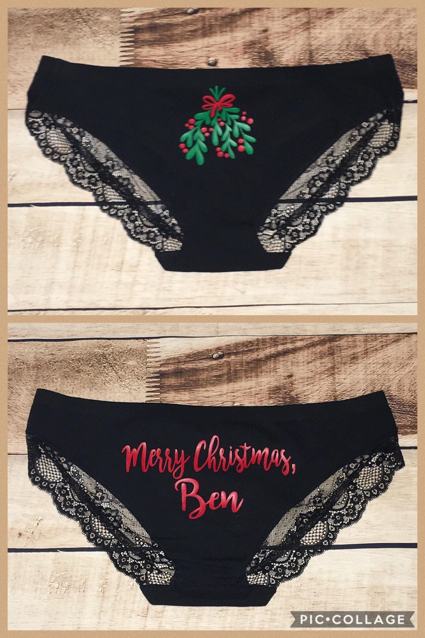 Ladies Christmas Underwear, Personalized Panties, Naughty Christmas Gift,  Mistletoe Underwear, Christmas Lingerie, Christmas Eve Gift, Wife 