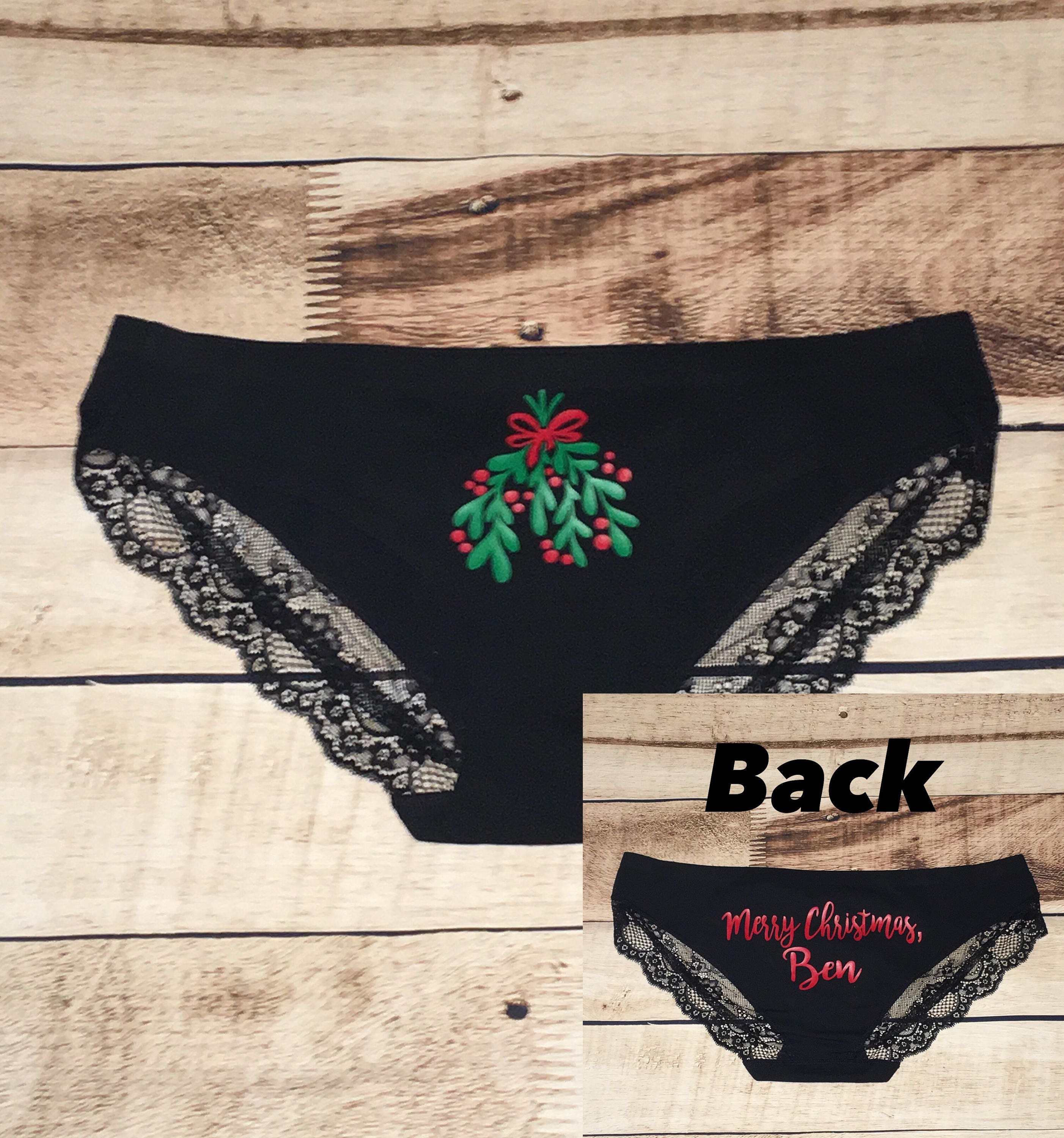 Mistletoe Underwear for Her - Ladies Novelty Briefs Mistletoe Knickers