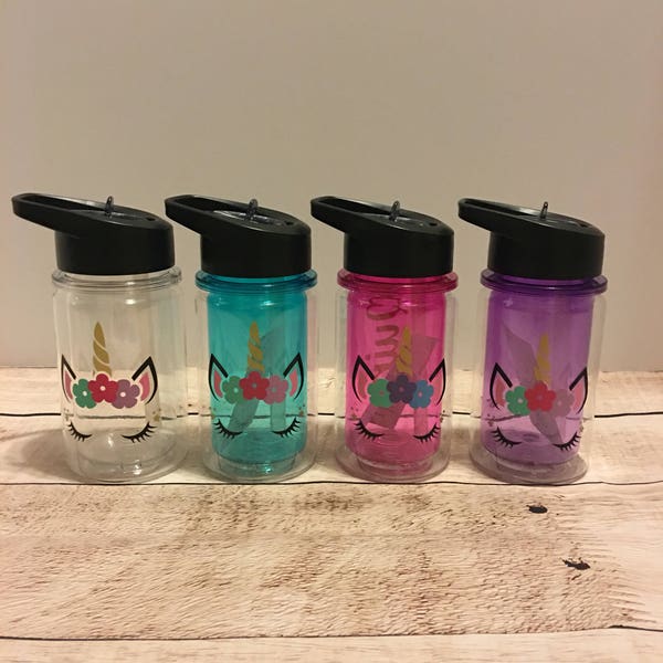 Kids Unicorn Water Bottle, Stocking Stuffer, Christmas, Unicorn Birthday, Girls Gift, Personalized Unicorn Tumbler, Party Favor, Flower Girl