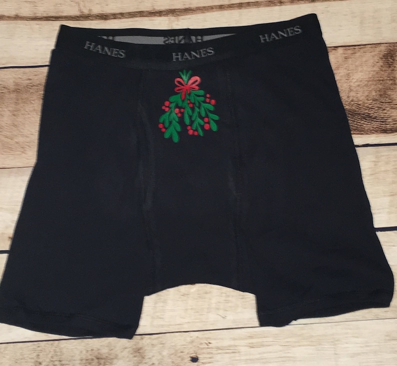 PERSONALIZED Christmas boxers Mistletoe Boxer briefs Etsy Christmas Boxers