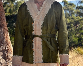 ROUEN Cardigan Khadi Men Earthy Clothing Organic Natural Hand Woven Tribal Clothing