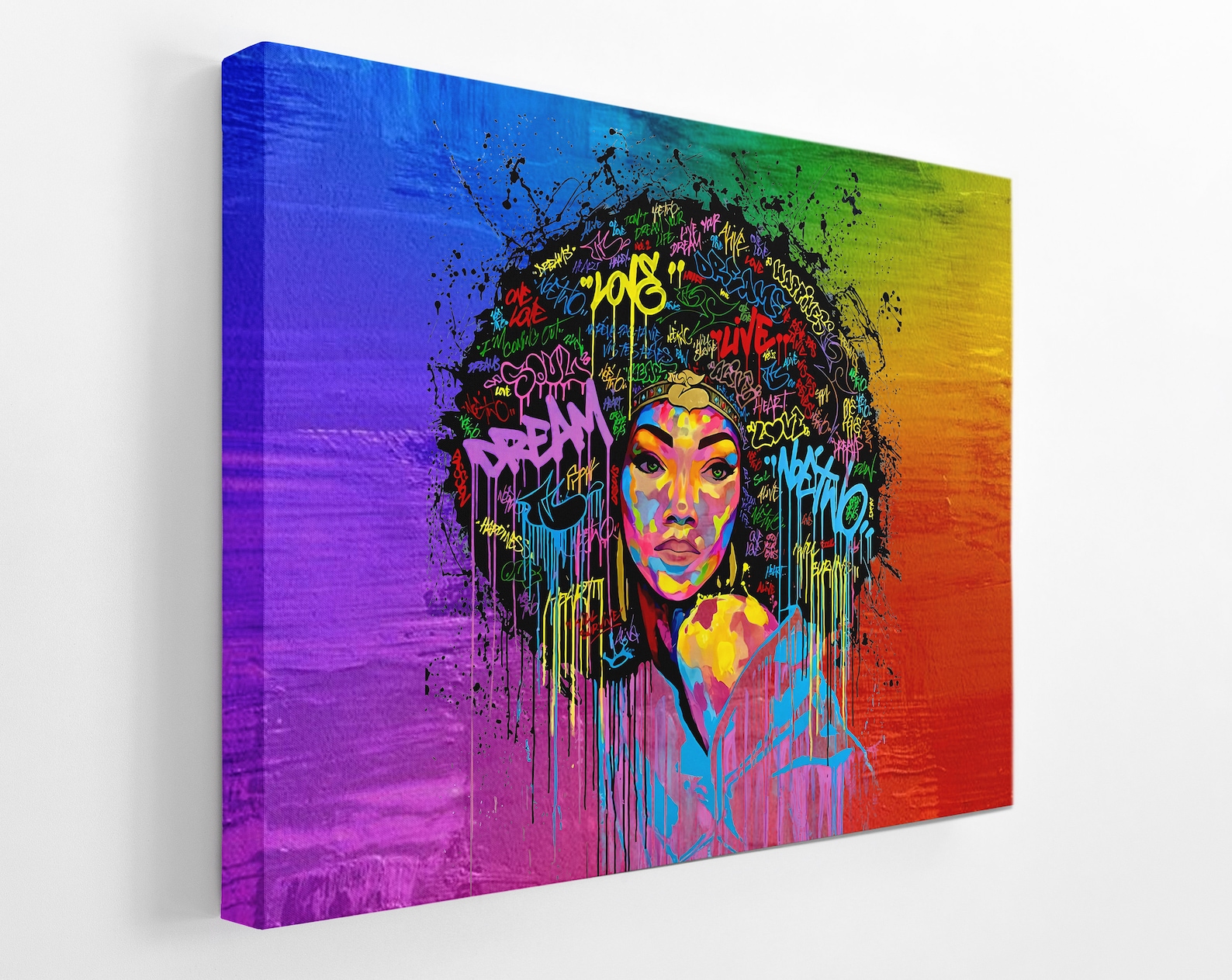 African American Canvas Wall Art Afro Woman Painting for Etsy