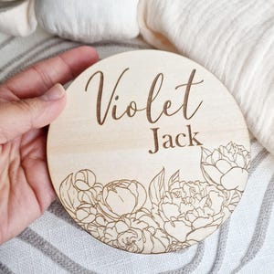 Tarjeta de madera para anuncio de hospital con nombre de bebé, letrero con nombre de bebé recién nacido, disco, placas de madera para accesorios de fotos, hito