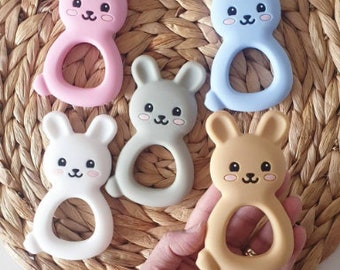 Baby Silicone teething Bunny teething pain Relief| baby teether Baby Gift Easter Rabbit Teether baby first Easter gift  teether bunny treat