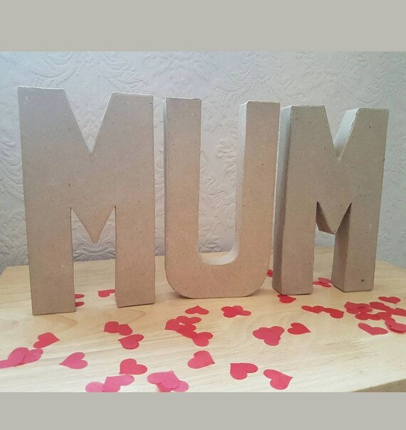 Paper Mache Giant Cardboard Letters Mum Signs 3d Craft 20 5cm Etsy