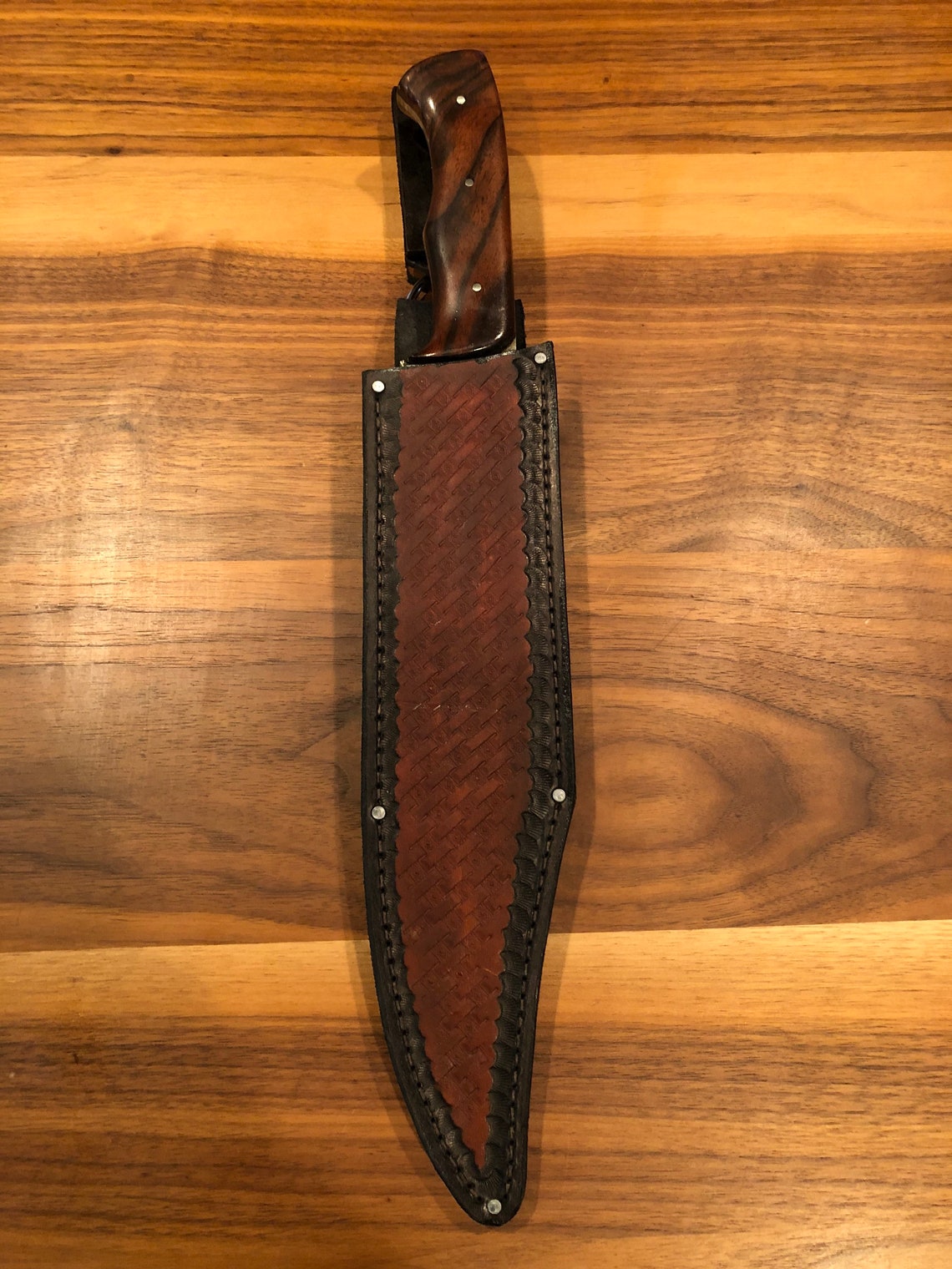 Large Bowie knife and custom sheath Etsy