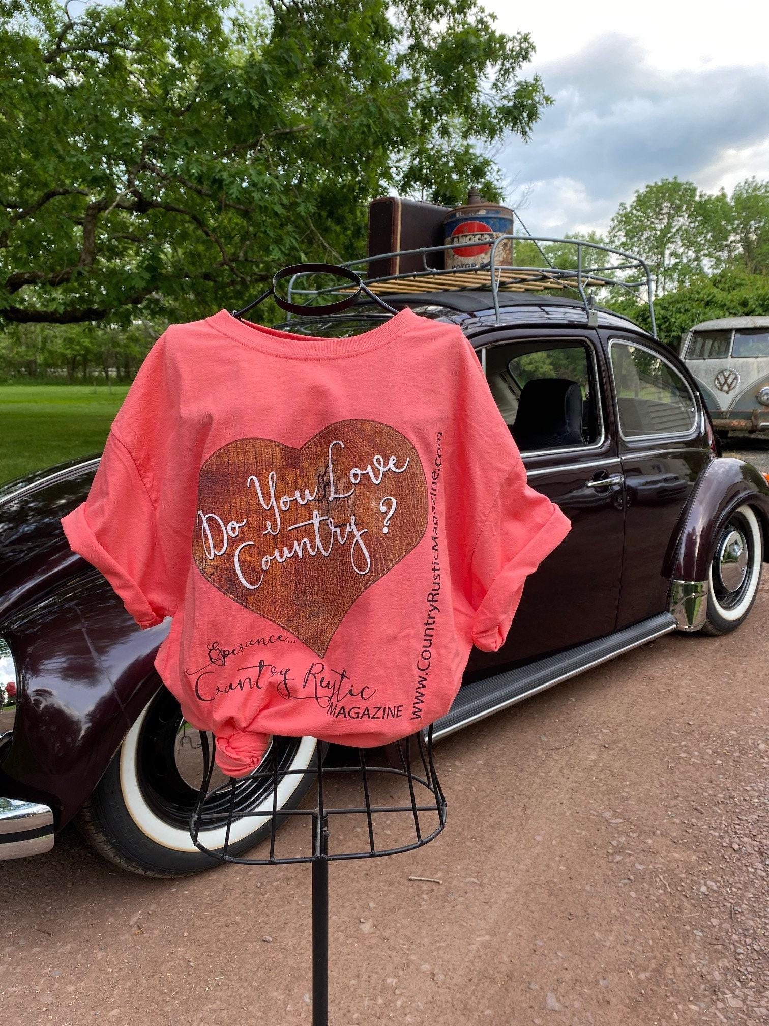 Do you LUV country?  Checkout our Coral Country T-Shirt with rustic heart and FREE shipping!