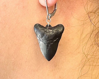 Megalodon Teeth Resin Earrings, Statement Earrings, Shark Earrings, Dinosaur Earrings, Fossil Earrings, Grunge Earrings, Grunge Jewelry