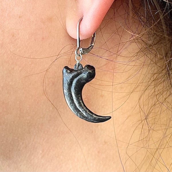 Statement Earrings, Raptor Claw Resin Earrings, Fossil  Earrings, Animal Earrings, Dinosaur Earrings, Unique Earrings, Grunge Earrings