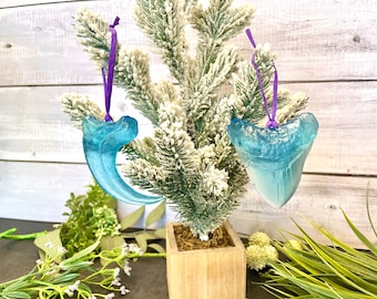 Resin Dinosaur Christmas Ornament: Raptor Claw or Megalodon Tooth