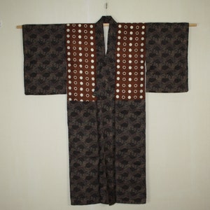 Antique Katazome & Tsumugi Plaid Pattern Silk Kimono - Etsy