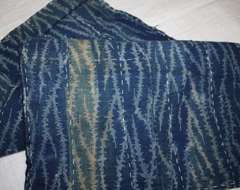 Really nice vintage Japanese zokin of beautifully faded shima cotton in brown light blue and yellow