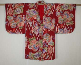 japanese antique silk child kimono from the Meiji period (1868-1911)