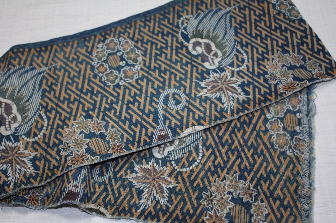 Japanese Antique Texttile of Indigo Dye and Brown Cotton Fabric - Etsy