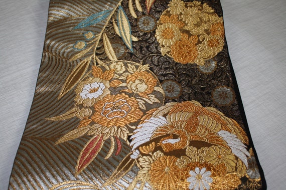 Japanese Vintage Gold Leaf Silk Gorgeous and Beautiful Fukuro | Etsy