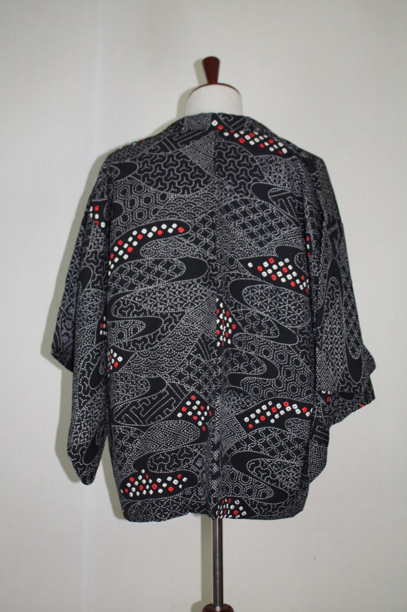 of Fine quality haori jacket Japanese vintage beautiful silk hand shibori Tie-dye