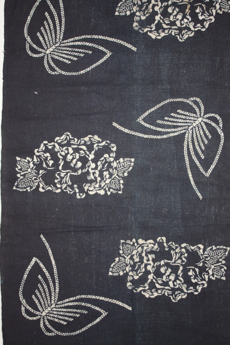 Japanese vintage Folk art fabric of thick handspun /& natural indigo dye cotton tsutsugaki