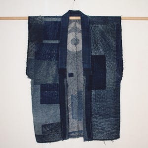 Rare Boro noragi , indigo dyed cotto of excellent japanese antique textile