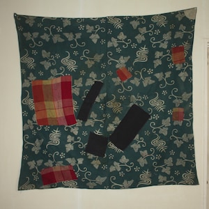 japanese antique boro textile made of  katazome  cotton