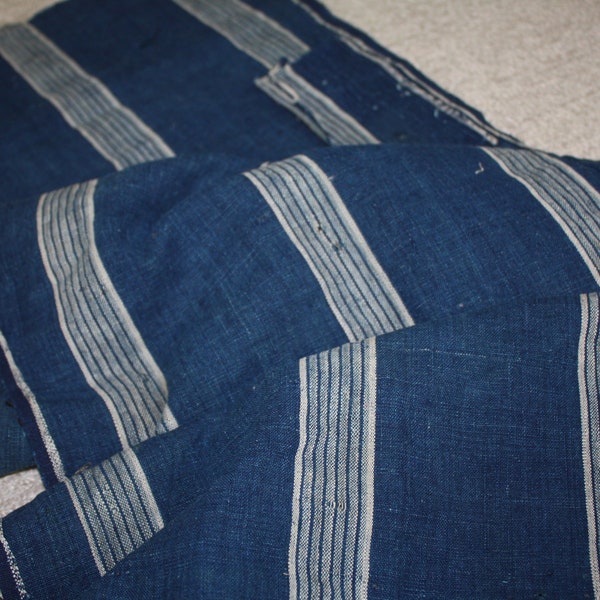 Tissu Boro textile vieux coton teint indigo rayures longues