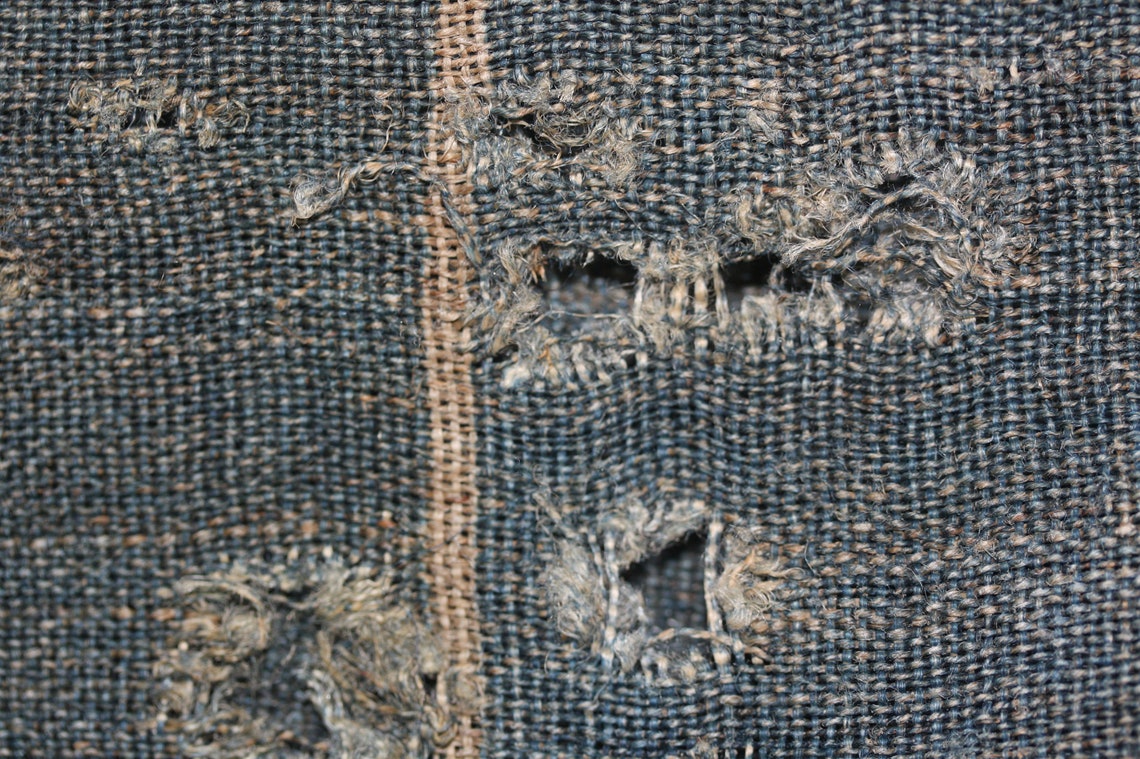 Japanese antique 75.5inch of Tattered rag handspun & natural | Etsy