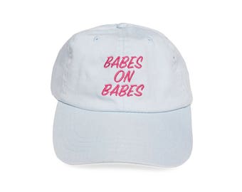 Blauwe hoed / Baseball cap / papa dop / 6 panel cap - geborduurde GLB Babes op babes